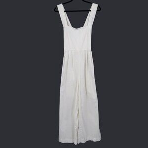 Free People Josephine Jumpsuit Women 6 White Boho Vacation Resort Beachy Relaxed